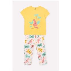 Пижама для девочки КБ 2765 солнечный + леопарды на бледно-персиковом