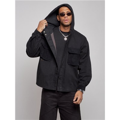 Джинсовая куртка мужская с капюшоном черного цвета 126040Ch