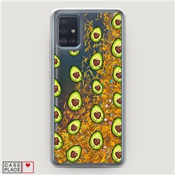 Жидкий чехол с блестками Happy Avocados на Samsung Galaxy A51