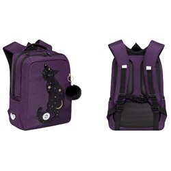 Рюкзак школьный RG-466-6/1 "Черный кот" фиолетовый 26х39х17 см GRIZZLY