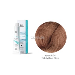 TNL, Million Gloss - крем-краска для волос (8.34 Светлый блонд золотистый медный), 100 мл