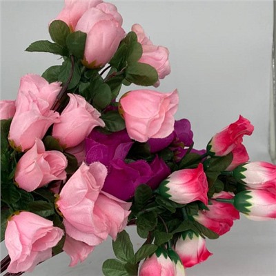 Цветы искусственные декоративные Кустовая мелкая роза 7 веток 3 бутона 60см