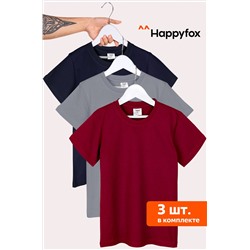 Мужская базовая футболка из хлопка 3 шт. Happy Fox