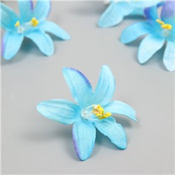 Бутон на ножке для декорирования "Лилия садовая" фиолетово-голубая 6,5х6,5 см