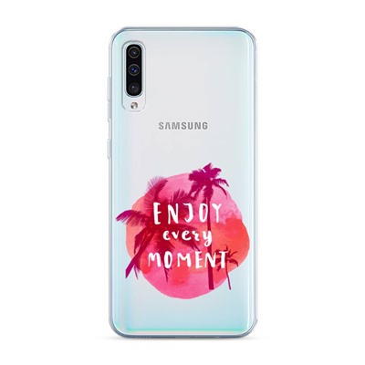 Силиконовый чехол Розовая надпись enjoy every moment на Samsung Galaxy A50