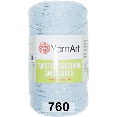 Пряжа Yarnart Macrame Twisted 3 Mm Lurex