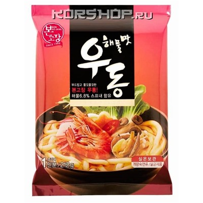 Лапша вареная Удон со вкусом морепродуктов (Seafood Flavor Udon) Hanilfood, Корея, 212 г Акция
