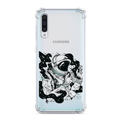 Противоударный силиконовый чехол Космонавт арт на Samsung Galaxy A50