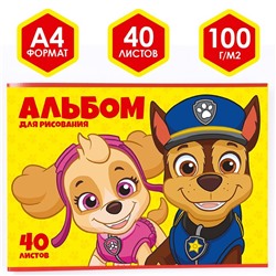 Альбом для рисования на скрепке, А4, 40 листов, Paw Patrol