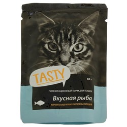 Влажный корм Tasty для кошек, рыба в желе, пауч, 85 г