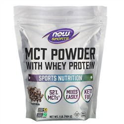 Now Foods, Sports, порошок MCT с сывороточным протеином, шоколадный мокко, 454 г (1 фунт)