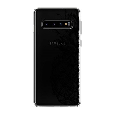 Силиконовый чехол Ананас графика черная на Samsung Galaxy S10