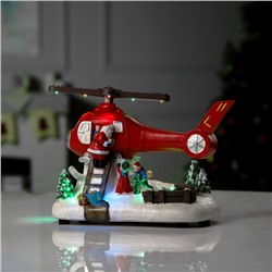 Светодиодная фигура «Вертолёт с Дедом Морозом» 31.5 × 18 × 18 см, полистоун, батарейки ААх3 (не в комплекте), USB, свечение мульти