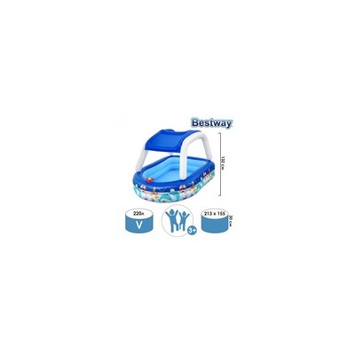 Бассейн надувной детский Sea Captain Family Pool, 213 x 155 x 132 см, с навесом, 54370 Bestway 5309770