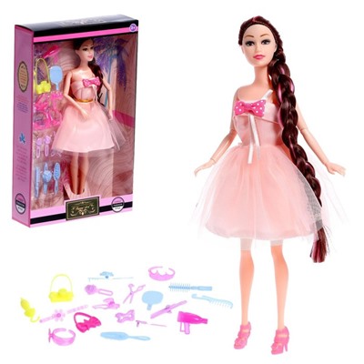 Кукла-модель шарнирная «Виктория», в пышном платье, с набором аксессуаров, цвет бежевый 9081281