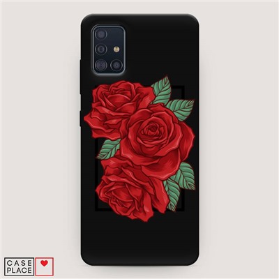 Матовый силиконовый чехол Три алые розы на Samsung Galaxy A51