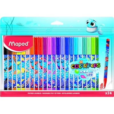 Фломастеры 24цв COLOR'PEPS OCEAN LIFE суперсмываемые 845703 Maped