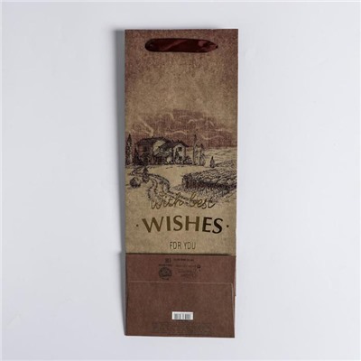 Пакет ламинированный под бутылку Wishes, 13 x 36 x 10 см