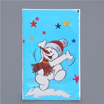 Пакет подарочный "Снеговик" 25 х 40 см, цветной металлизированный рисунок
