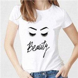 Футболка женская с принтом белая "BEAUTY"