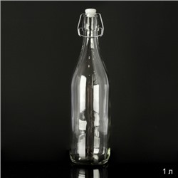 Бутылка стеклянная прозрачная гладкая 1 л / 919-А /уп 24/ с бугельным замком
