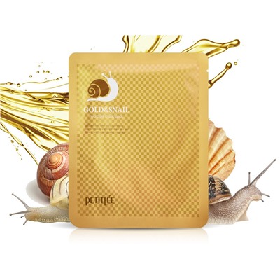 Омолаживающая тканевая маска с Золотом и Улиткой Petitfee Gold & Snail Hydrogel Mask Pack, 30 г