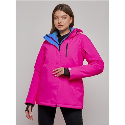 Горнолыжная куртка женская зимняя розового цвета 05R