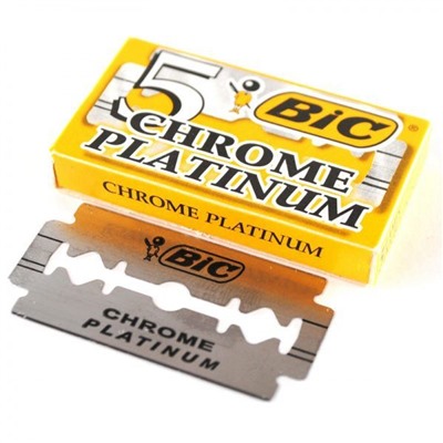 Лезвия для бритья классические двусторонние BIC Chrome Platinum 5шт.(20X5шт. =100 лезвий) на карте