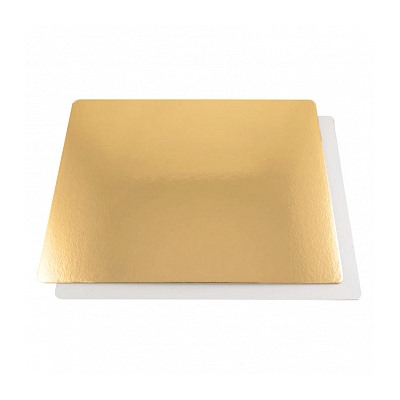 Подложка для торта квадратная 28*28 см 0,8 мм (двухсторонняя золото/белая)