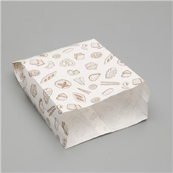Пакет бумажный фасовочный, белый, с печатью, V-образное дно 25 х 17 х 7 см