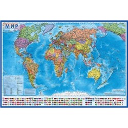 Карта МИРА политическая 117х80 см 1:28М настенная ламинированная Интерактивная КН045 Globen