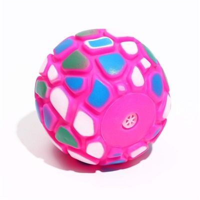 Игрушка пищащая "Мяч-пятнашка" для собак, 7 см, розовая