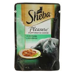 Влажный корм Sheba Pleasure для кошек, курица/кролик, пауч, 85 г