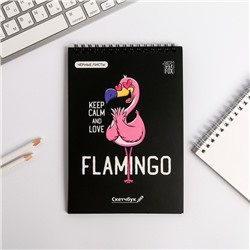 Скетчбук с черными листами "Flamingo", А5 40 л