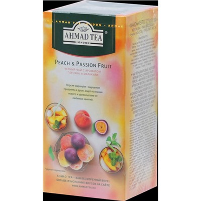 AHMAD TEA. Flavoured Collection. Peach & Passion Fruit карт.пачка, 25 пак.