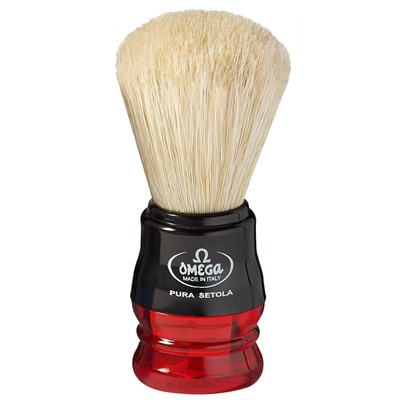 Помазок для бритья Omega 10777 Pure bristle shaving brush. Натуральная щетина, кабан. (ручка Черная/ Multicolor) (Италия)