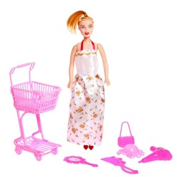Кукла модель "Синтия в супермаркете" с тележкой и аксессуарами, МИКС 7013615