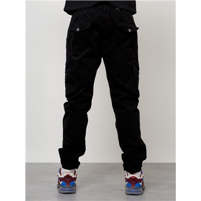 Джинсы карго мужские с накладными карманами черного цвета 2403-1Ch