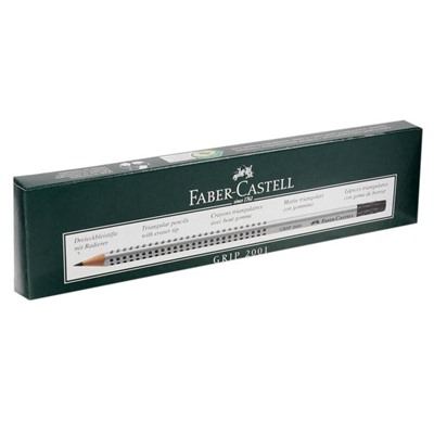 Карандаш чернографитный Faber-Castell профессиональные Grip 2001 с ластиком B трёхгранный корпус, массажные шашечки