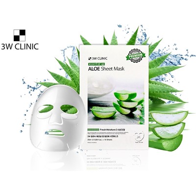 3W Clinic Корейская увлажняющая маска с Алоэ Aloe (4952), 25 ml