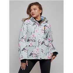 Горнолыжная куртка женская зимняя бирюзового цвета 2302-1Br