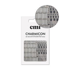 EMI, Charmicon 3D Silicone Stickers - 3D-наклейки для ногтей №159 (Квадраты серебро)