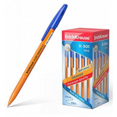 Ручка шариковая R-301 Stick.Оrange синяя 0.7мм 43194 ErichKrause