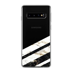 Силиконовый чехол Черно-белый мрамор половинка на Samsung Galaxy S10