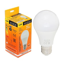 Лампа светодиодная Ecola Light classic, Е27, А60, 9.2 Вт, 2700 К, 110x60 мм