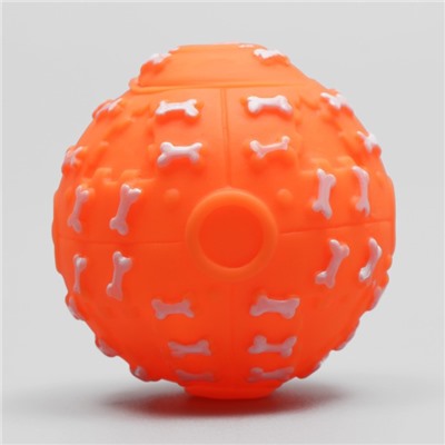 Игрушка пищащая "Бум косточек"для собак, 7,5 см, оранжевая