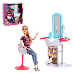Кукла модель шарнирная "Стилист Синтия" с мебелью и аксессуарами МИКС 6887657