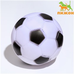 Игрушка пищащая "Мяч Футбол" для собак, 6,2 см, белая