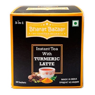 Чай чёрный растворимый с куркумой Instant Tea With Turmeric Latte Bharat Bazaar 10 пак.