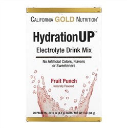 California Gold Nutrition, HydrationUP, смесь для приготовления электролитического напитка, фруктовый пунш, 20 пакетиков, 4,2 г (0,15 унции) в каждом